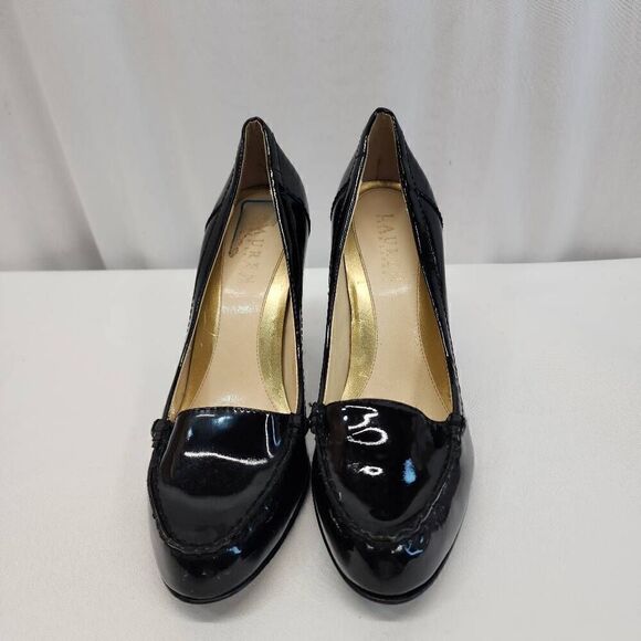 LAUREN Ralph Lauren Size 7.5 Black Patent Leather Heels Q - Picture 3 of 12